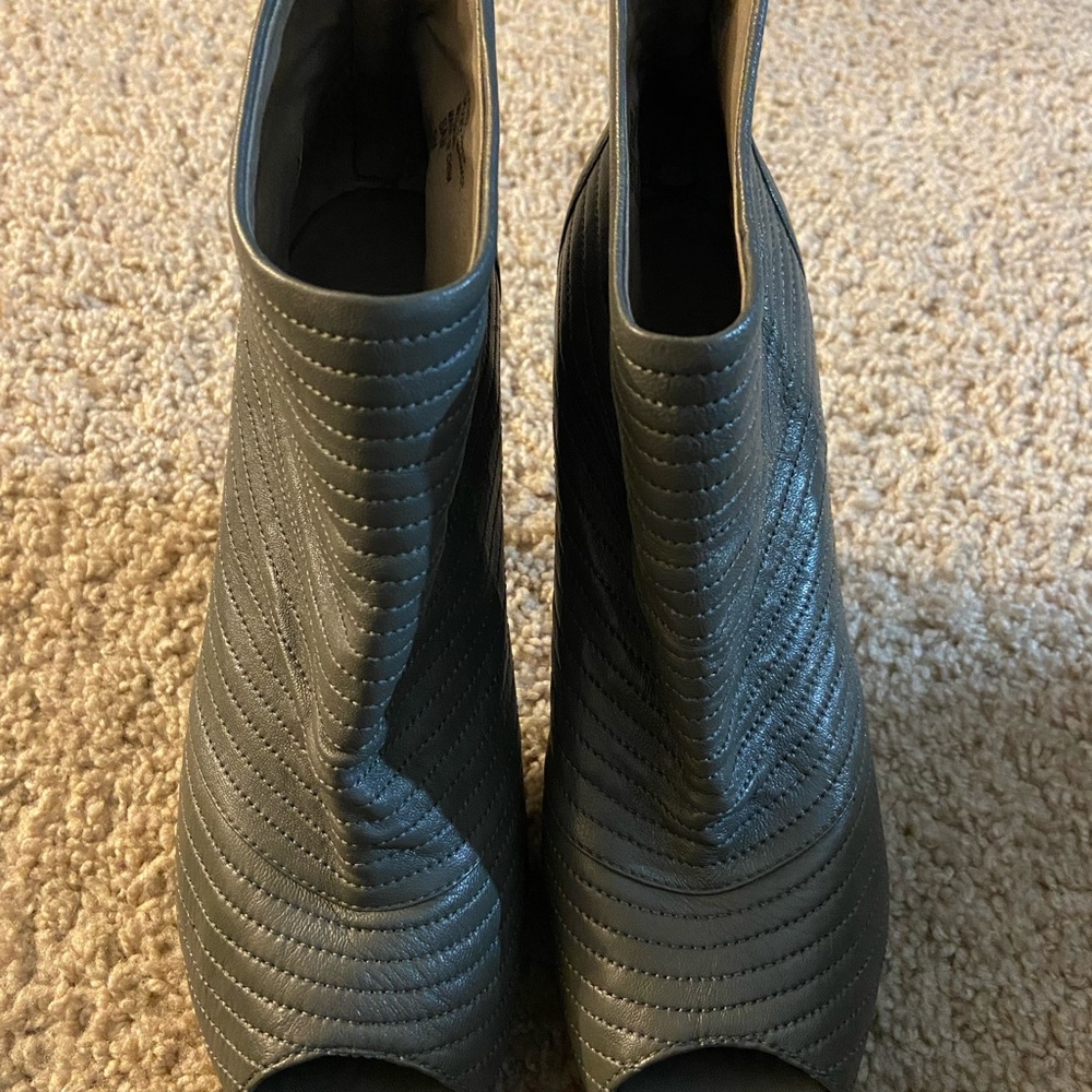 Gray open-toe heels
